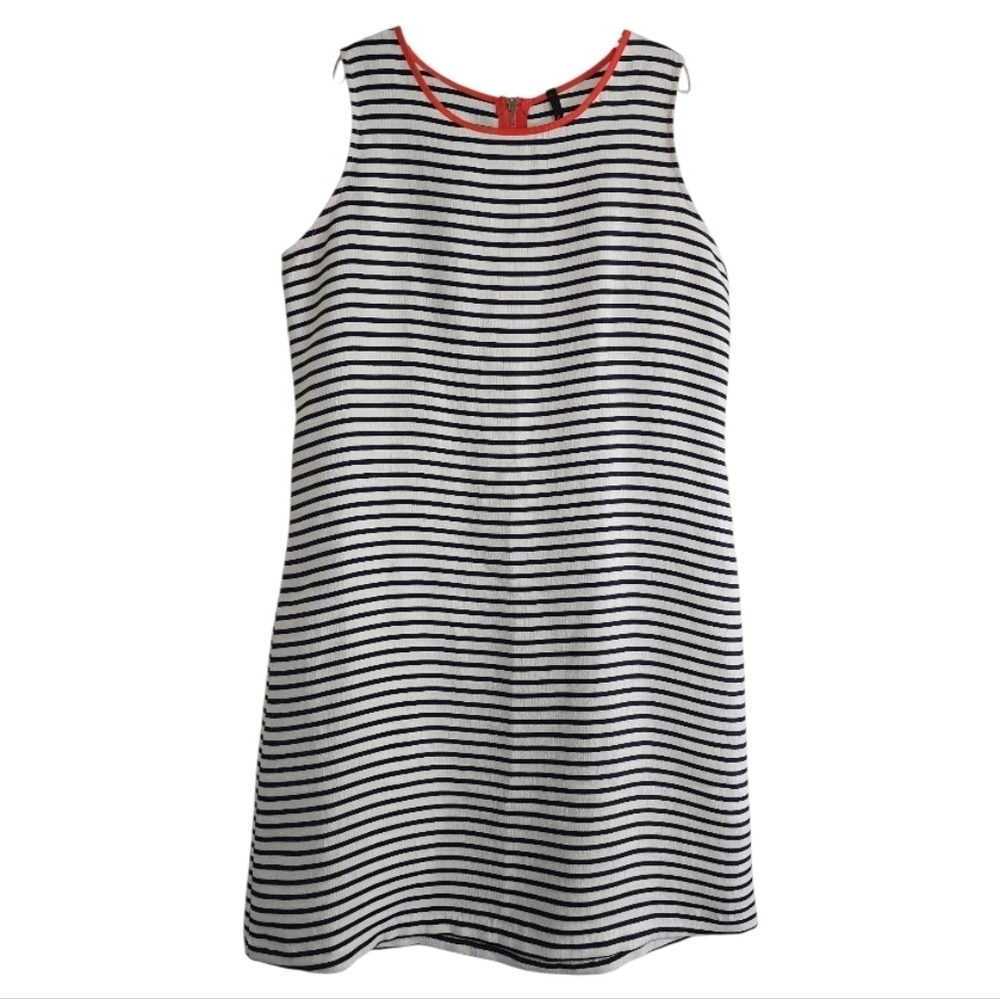 IC by Connie K Striped Tank Sheath Dress Large Black White Coastal Shimmer